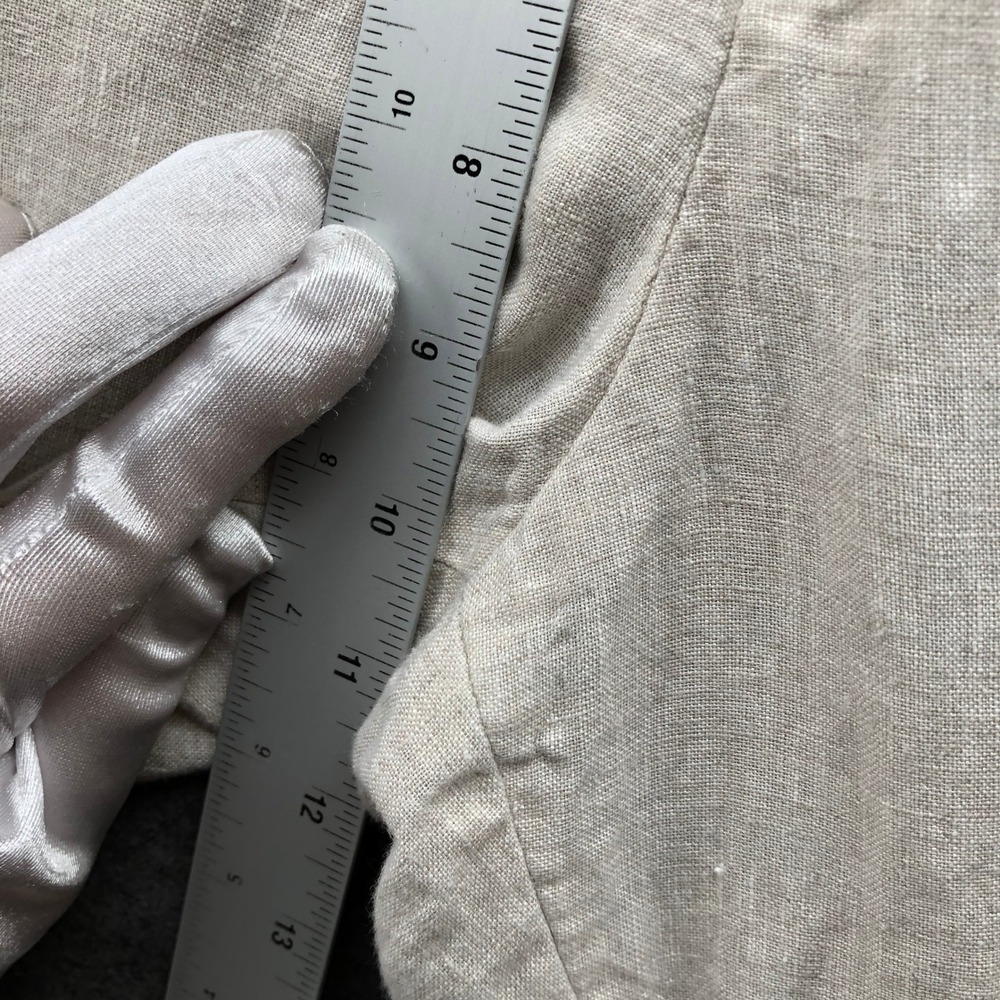 H&M Slim Fit Linen Trousers Mens 32R Beige Flat Front Casual Summer Beach Pants - Picture 6 of 9